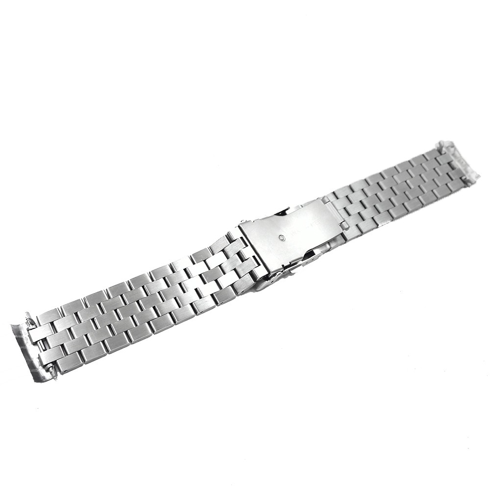 CARLYWET 20 22mm Silver Hollow Curved End Solid Links Replacement Watch Band Strap Bracelet Double Push Clasp for Seiko