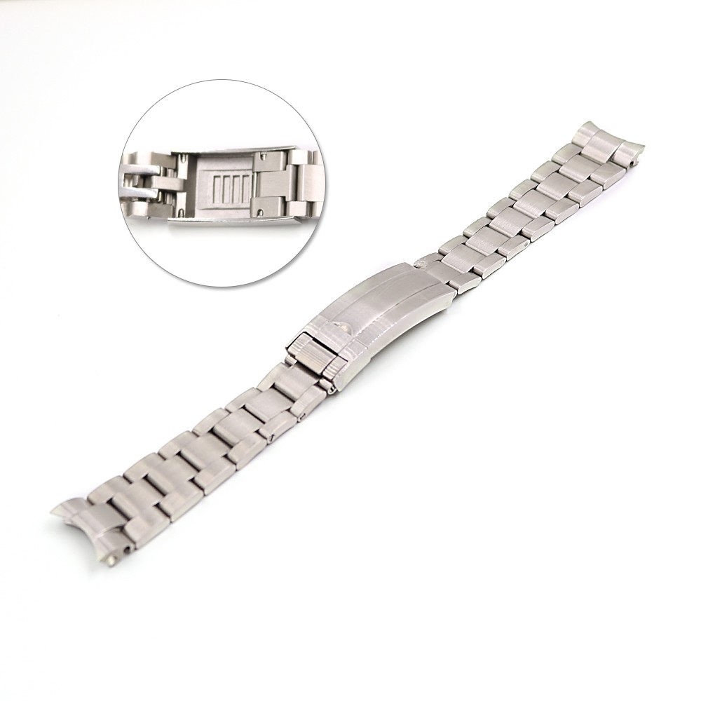 Rolamy 20 21mm Solid Curved End Screw Links Glide Lock Clasp Steel Watch Band Bracelet For Rolex Oyster Style Submarines