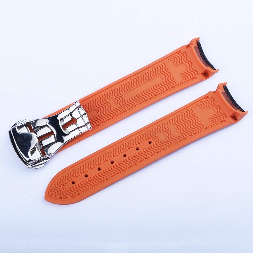 CARLYWET 20 21 22mm Black Orange Rubber Watch Band Strap for Omega Planet Ocean 300m 600m 43.5mm/600m 45.5mm