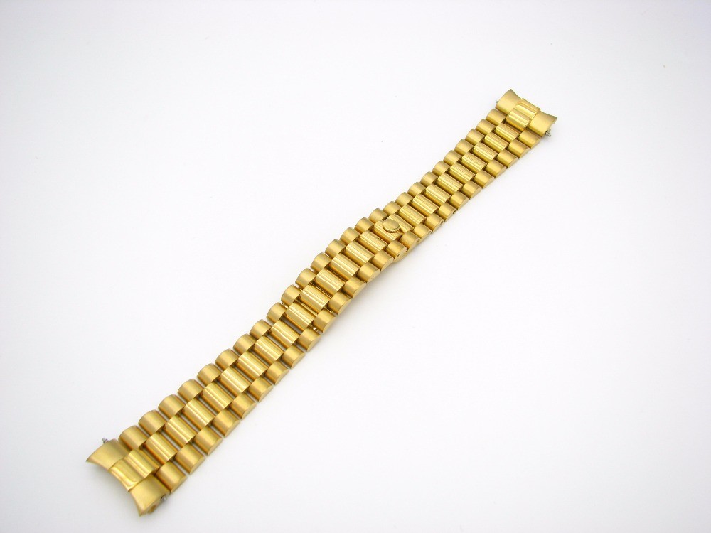 CARLYWET - Solid Curved Screw Link, 20mm, Deployment Clasp, Stainless Steel Watch Band, Strap for Rolex President