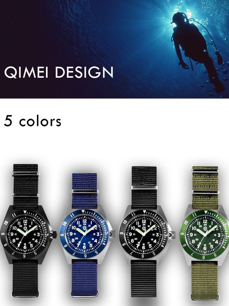 QM "Vietnam" / Platoon US Special Forces UDT Military Men's Outdoor Sports WAT 300M Diver Watch with C3 Luminous SM8019B