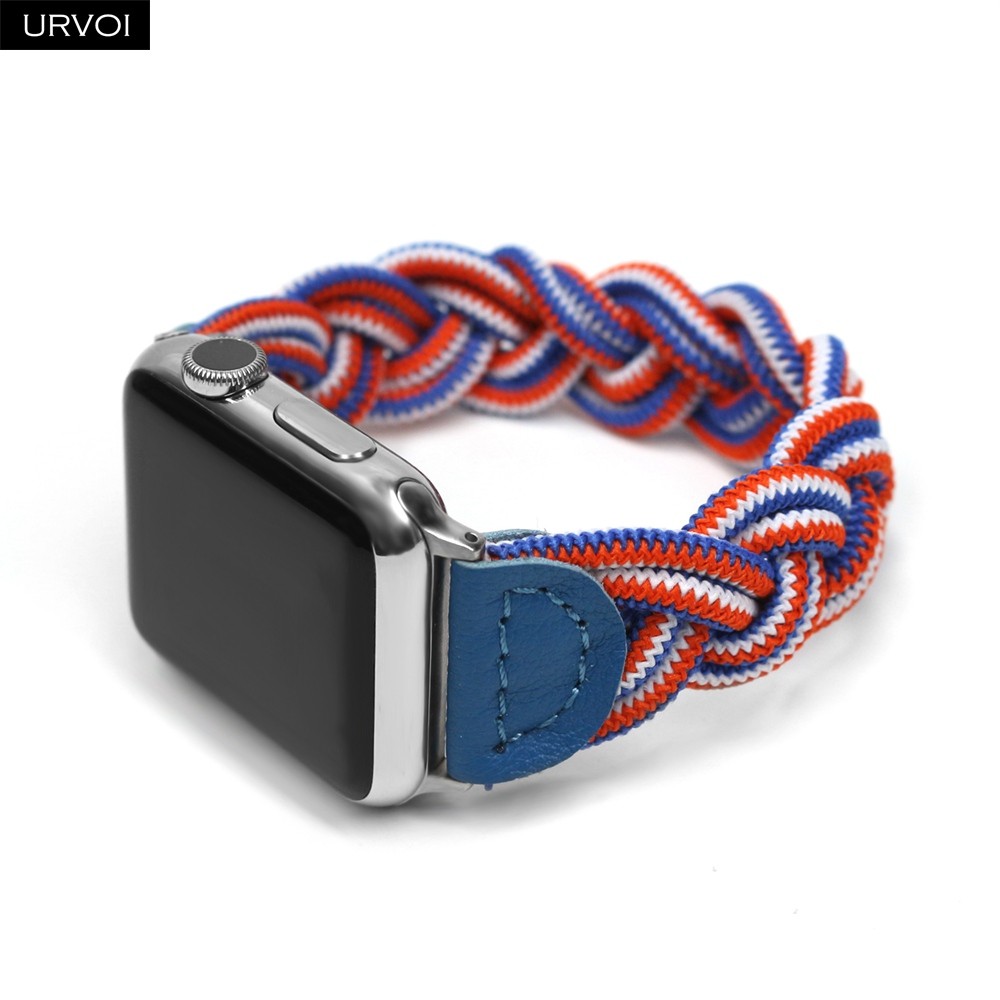 URVOI Braided Band for Apple Watch Series 7 6 SE 5 4 3 2 Woven Nylon Strap for iWatch Solo Stretchable Loop Replacement 41 45mm