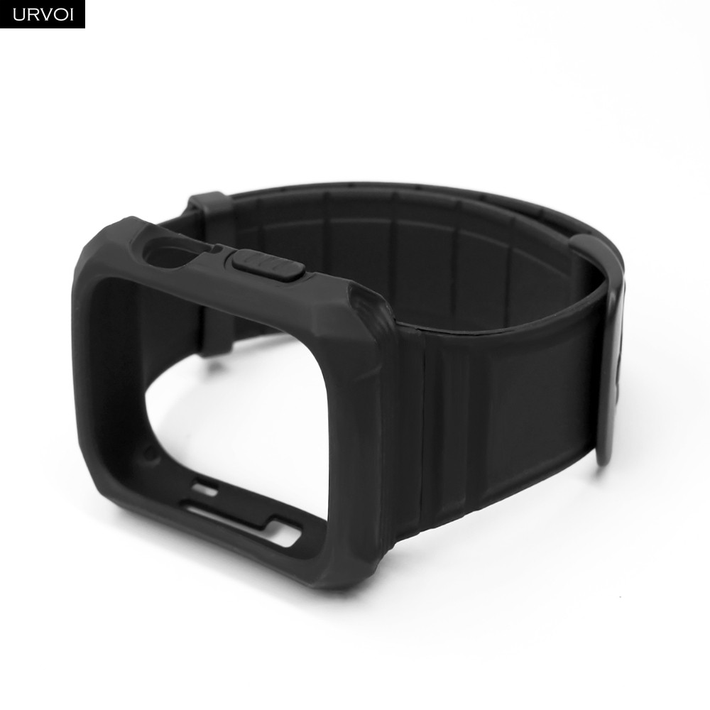 URVOI Band for Apple Watch Series 4 5 6 SE Strap for iWatch 2 in 1 Protector 40 44mm black white color antishock simple