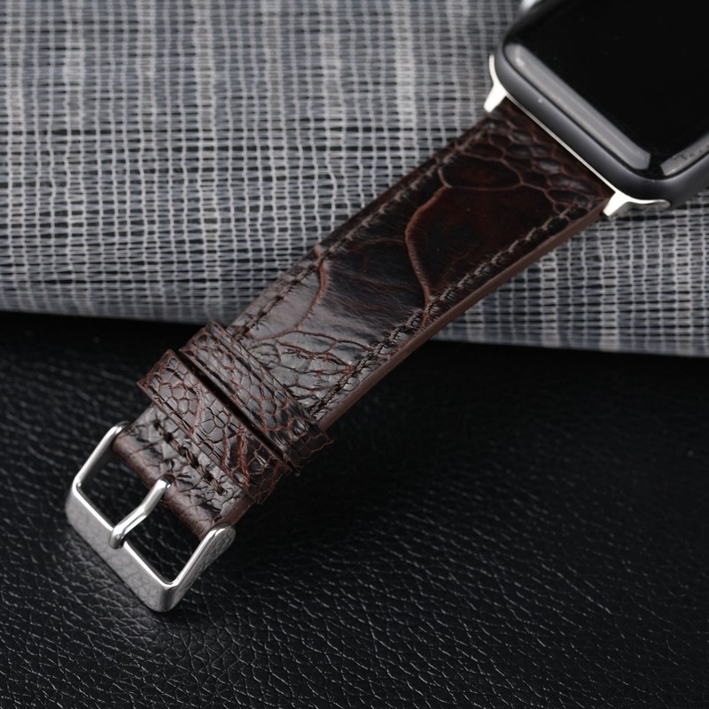 Handmade ostrich foot leather strap watches suitable for Iwatch7 6 5 se 44mm 45mm black brown high-end South African bracelet