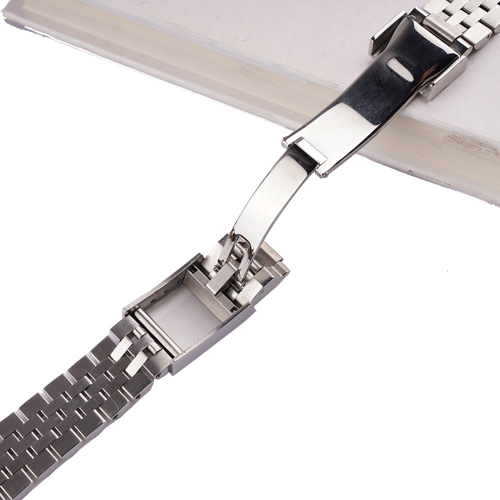 Carlewit 20 22mm Silver Stainless Steel Replacement Wrist Watchband Jubilee Bracelet With Oyster Clasp For Seiko Tudor Omega