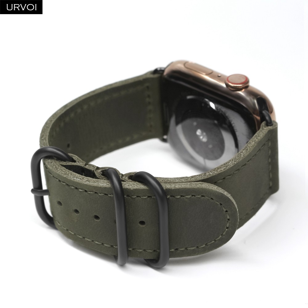 URVOI Band for Apple Watch Series 7 6 SE 5 4 3 2 Strap for iwatch Classic Buckle Wrist Band Handmade Retro Leather Band 40 44mm