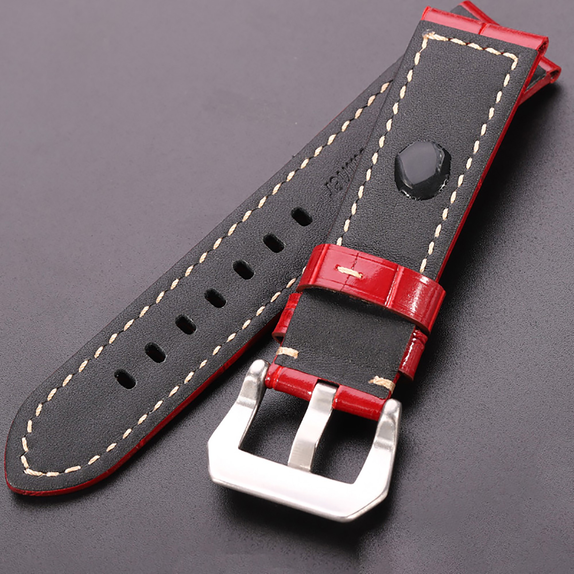 Cowhide Watchband Crocodile Pattern Women Men 20mm 22mm 24mm 5 Colors Watch Strap With Silver Black Steel Buckle Wrist Strap