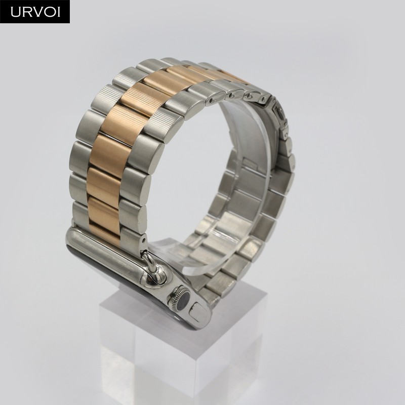 URVOI Band for Apple Watch Series 7 6 SE 5 4 3 2 Link Bracelet for iwatch Stainless Steel Strap with Metal Strap Adapter 40 44mm