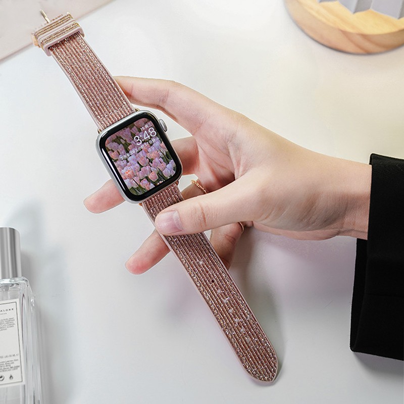 Silicone Strap for Apple Watch 40 44mm 38 42mm Bling Diamond Band for iwatch 6 5 4 3 Rubber Band for Apple watch 7 41 45mm