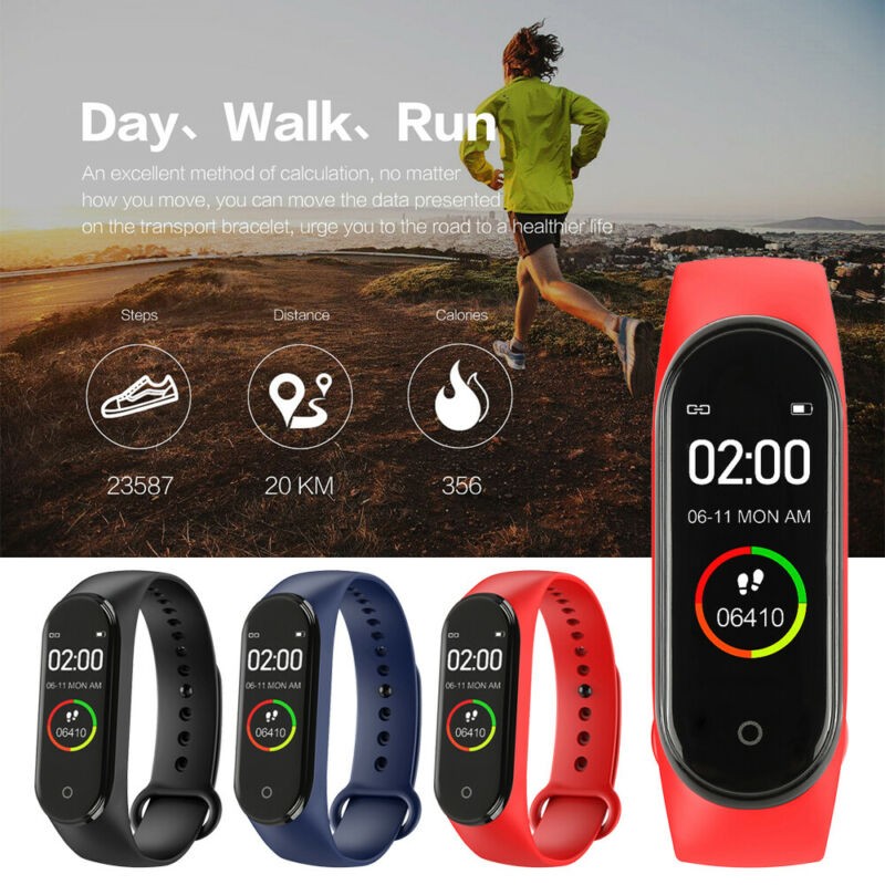 M4 Smart Digital Watch Bracelet for Men and Women with Heart Rate Monitor Running Pedometer Calorie Counter Health Sports Tracker