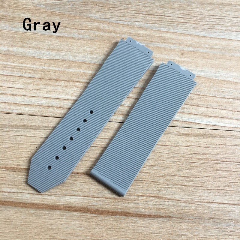 Watch Accessories 25*19mm Black Brown Gray White Blue Silicone Strap Watchband For HB Watch Strap Big Bang Fusion Chain Bracelet