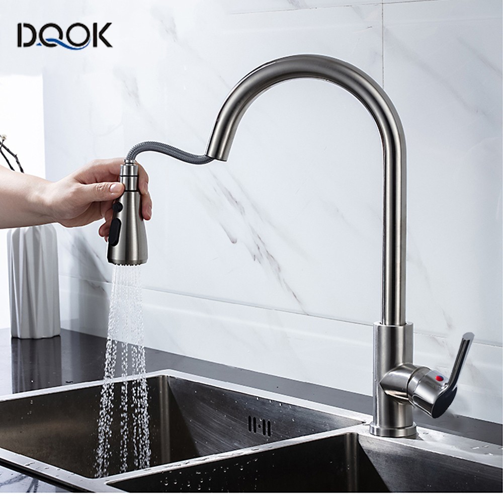 Blacked Kitchen Faucet Single Handle Pull Down White Kitchen Tap Single Hole Brushed Nickel Water Faucets Mixer Tap