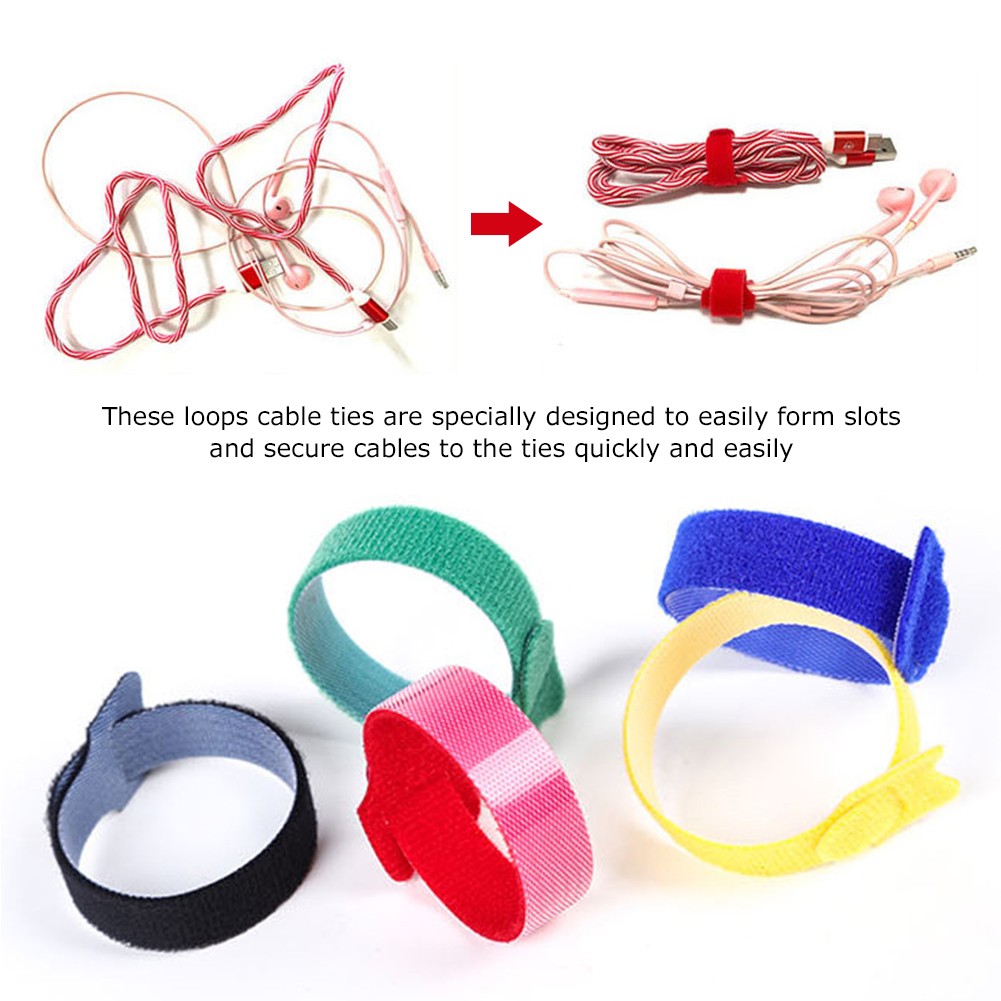 10pcs Self Adhesive Cable Fastener Tape Reusable Durable Tie Strap Webbing Portable Line Wrap Band Wire Organizer Holder