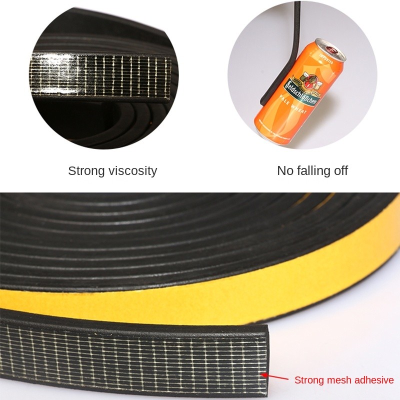 2m-10m Rubber Self Adhesive Sponge Seal Tape EVA Black Foam Strong Single Sided Adhesive Soundproofing Anti-collision Sealing Gasket