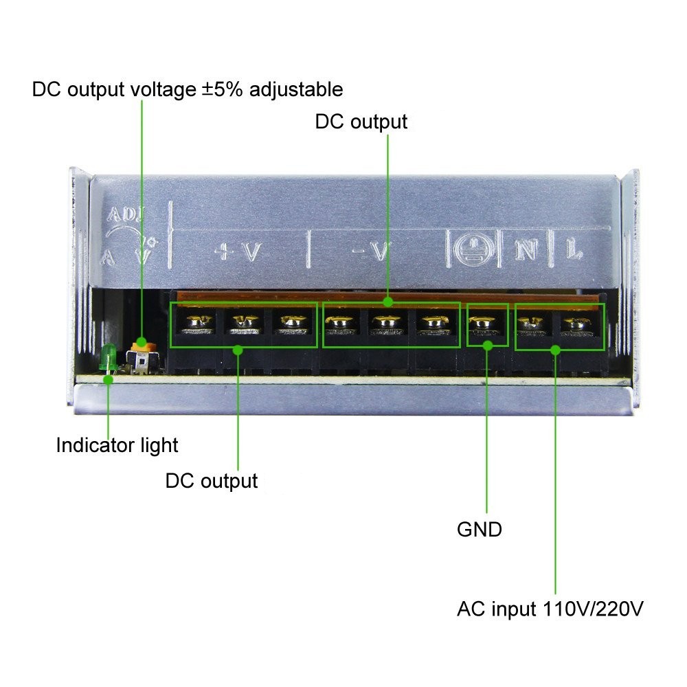 DC 5V 12V 24V 36V 48V 60V تحويل التيار الكهربائي 2A 3A 4A 5A 8A 10A 15A 20A 25A 30A 40A 50A 60A 100A محول الطاقة محول