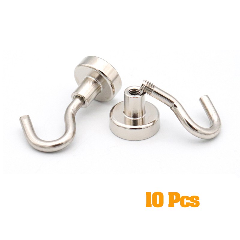 10pcs D20mm 25mm 32mm 36mm 40mm 42mm 46mm 48mm Magnetic Hooks Heavy Duty Wall Hooks Hanger Super Strong Neodymium Magnet Hooks