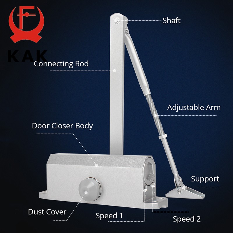 KAK Automatic Door Closer 2 Spring Hydraulic Buffer Adjustable Door Stopper Speed ​​Mute Closing for 25 to 80kg Door Hardware