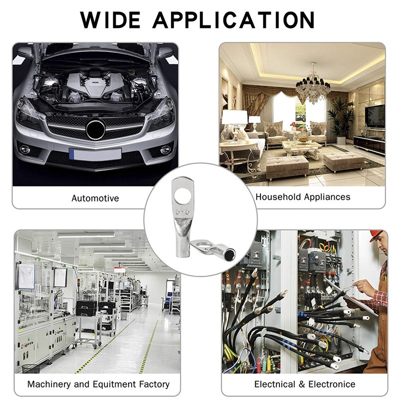 SC Chrome Plated Copper Terminal Kit Car Battery Terminal Ring Insulation Wire Connector Crimped/Welded Cable 60pcs