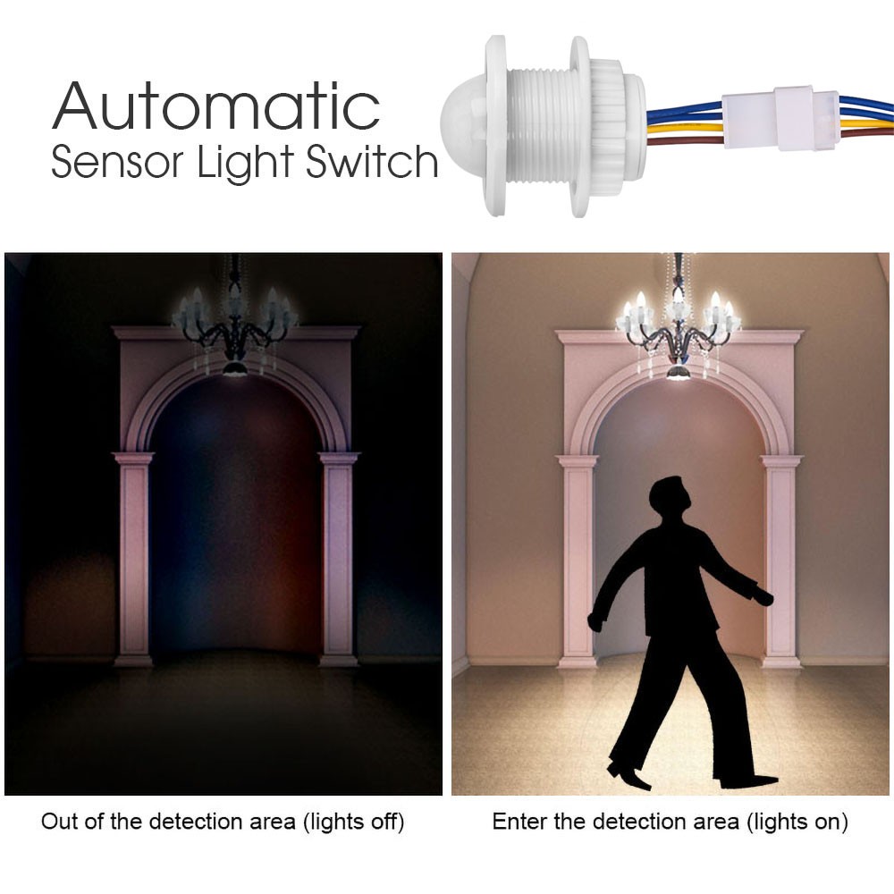 Home Light Sensor Time Delay Adjustable 110V-220V Photosensitive LED PIR Infrared Motion Sensor Switch Mode Detector Light Switch