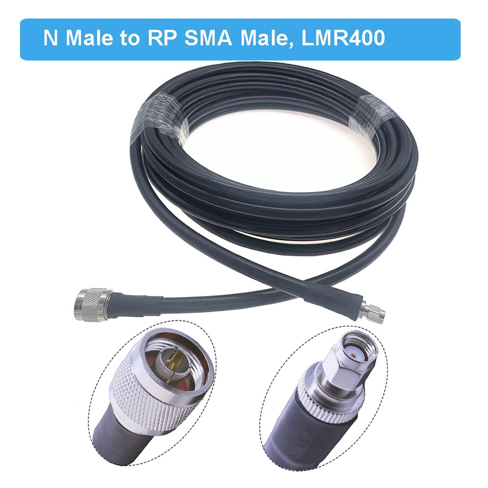 LMR400 Cable N Female to RP-SMA Male 50 Ohm Low Loss 50-7 Pigtail RF Coaxial Extension Jumper for 4G LTE Cellular Signal Booster