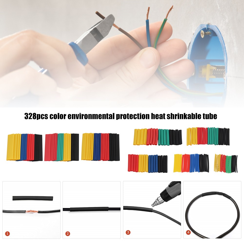 328pcs heat pipe thermal shrink wrap set, termortractil shrinkable tubes assorted wire cable insulation sleeving