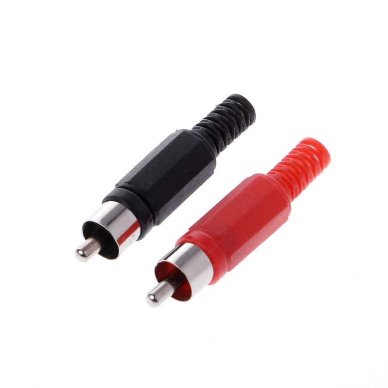 20pcs Black Red Soldering RCA Male Plug Audio Video Adapter Connector High Quality Drop Ship