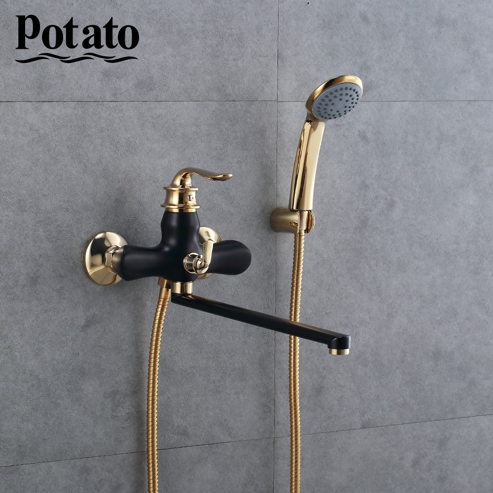 Potato Bathroom Faucet Chrome Outlet Pipe Hot and Cold Water Bath Mixer With ABS Shower Head p22219-