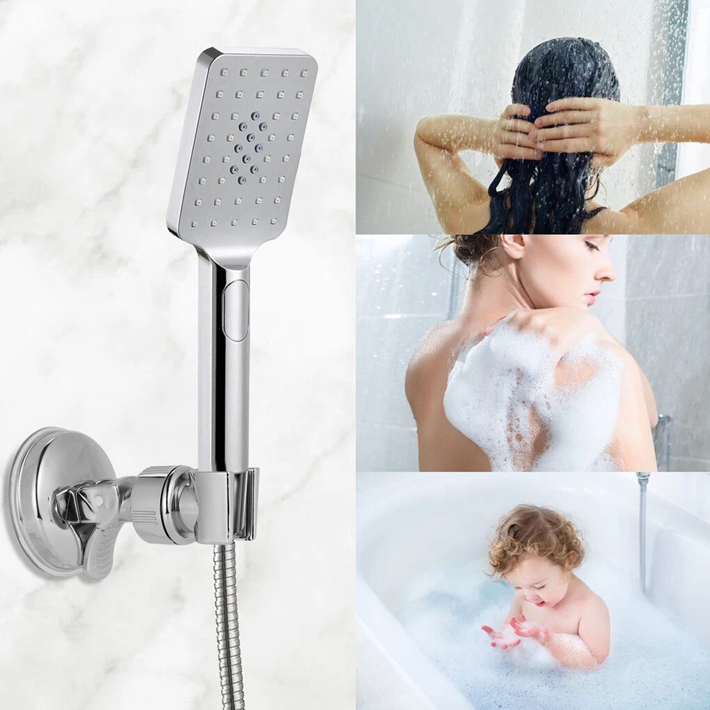 Adjustable Shower Head Holder Handheld Drill-free Shower Rack Punch-Free Chrome Bathroom Mixer Bracket