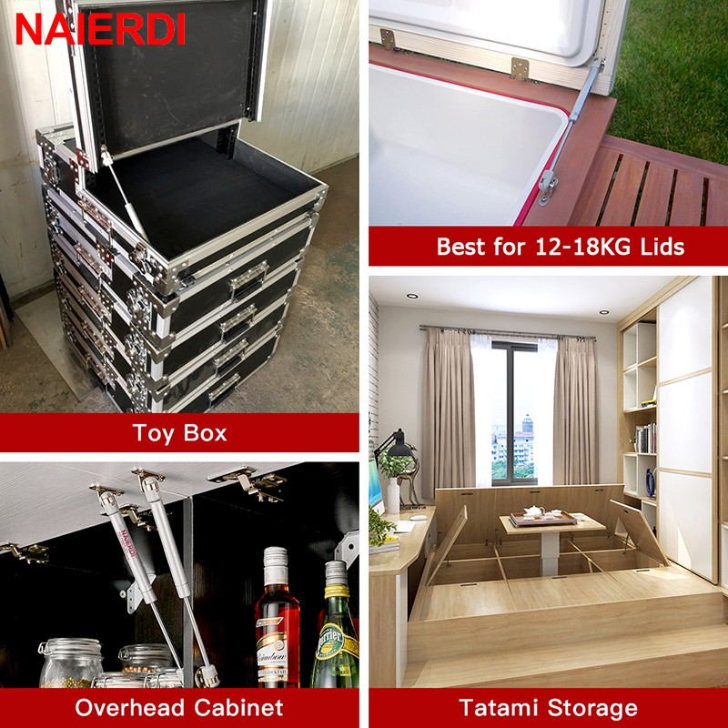 NAIERDI-Brass Door Lift, Hydraulic Gas Support, Cabinet Door Hinge, Kitchen Cabinet Door, 6kg/10kg/15kg