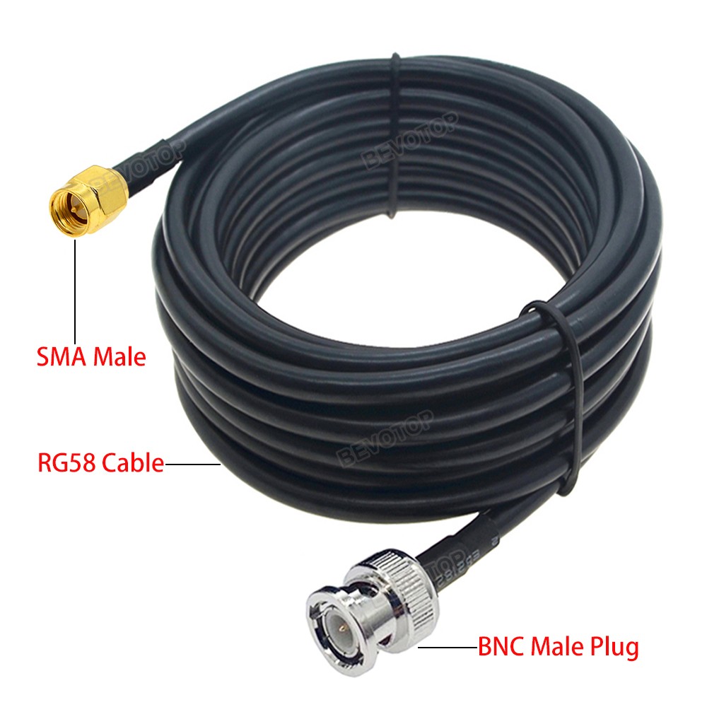 RG-58 SMA Straight/Right Angle Male to BNC Male Plug RG58 Cable 50 Ohm RF Extension Cable Connector RF Jumper Pigtail Adapter