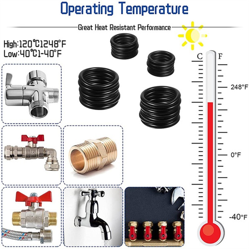 225pcs Rubber O-Ring Seal Classification Gasket Kit Set Washer Ring Kit For Professional Auto Mechanic Plumbing Repair