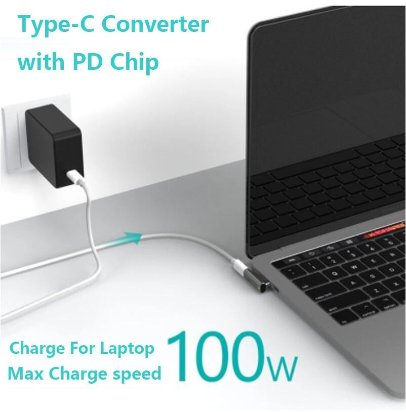 Magnetic USB C Adapter, 24 Pins USB3.1 40Gbps Data Transfer 8K 60Hz Video PD 100W Charge Compatible with MacBook Pro/Air