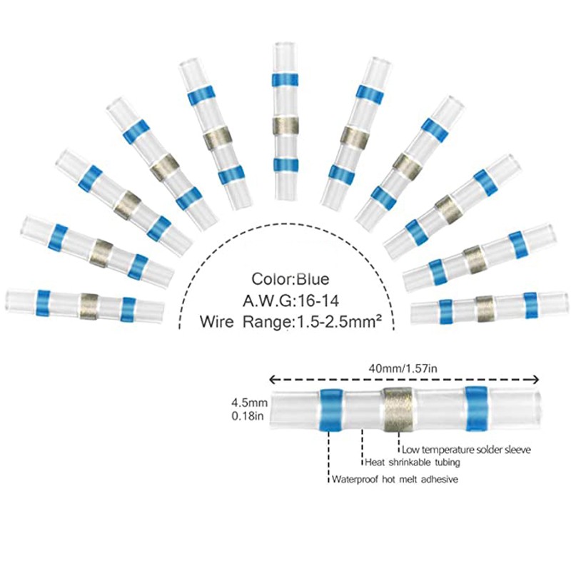 50/100/250pcs Mixed Heat Shrink Connect Terminals Waterproof Soldering Sleeve Tube Insulated Electrical Wire Splice Connectors Kit