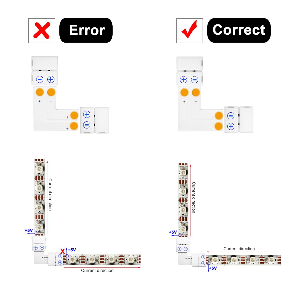 2pin 3pin 4pin 5pin Led Strip Connector L/T/X Shape Soldering Corner Width 10mm For RGB LED Light 3528 5050 WS2811 WS2812B 5630