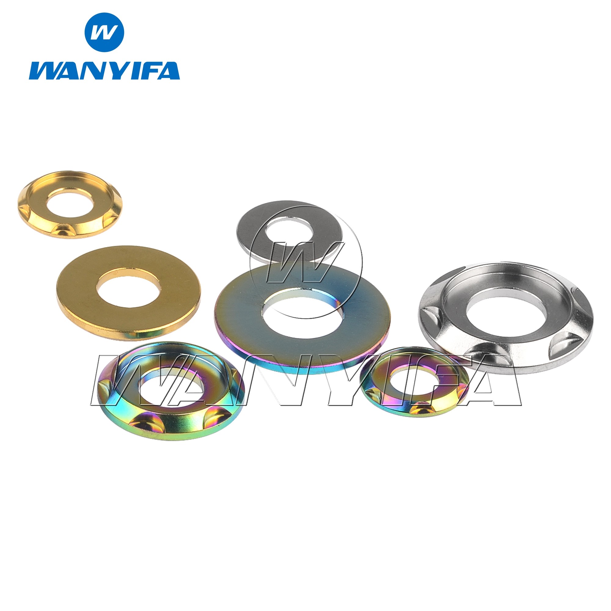 Waniva Titanium Gasket M5 M6 M8 M10 Fancy Decorative Spacer Washers for Motorcycle Car 10pcs