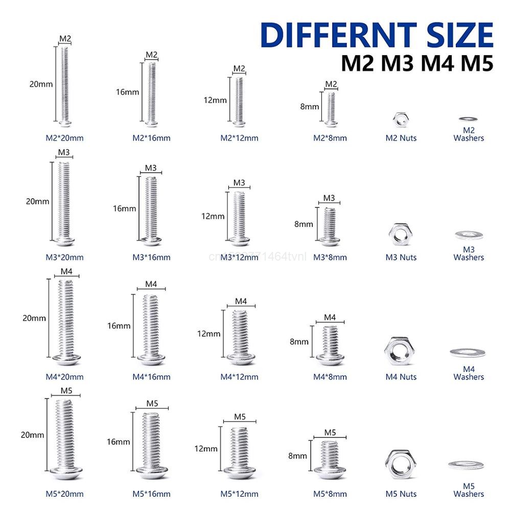 860pcs M2 M3 M4 M5 Hex Hexagon Socket Screw Set Stainless Steel Flat Round Cap Head Screw Kit Screws and Nuts Allen Bolts Set