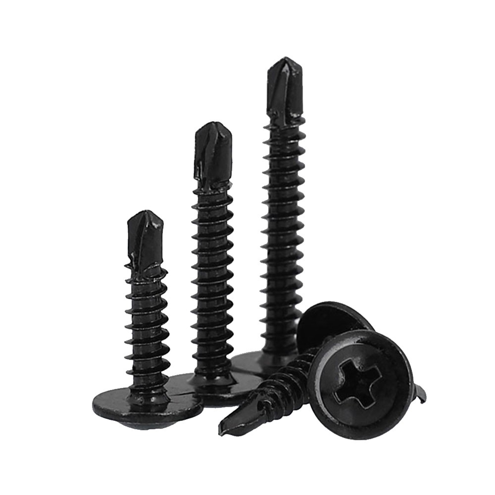 Cross Round Head Round Head Drilling Screw With Pad Self Tapping Screws With Washer Black 410 Stainless Steel M4.2 M4.8