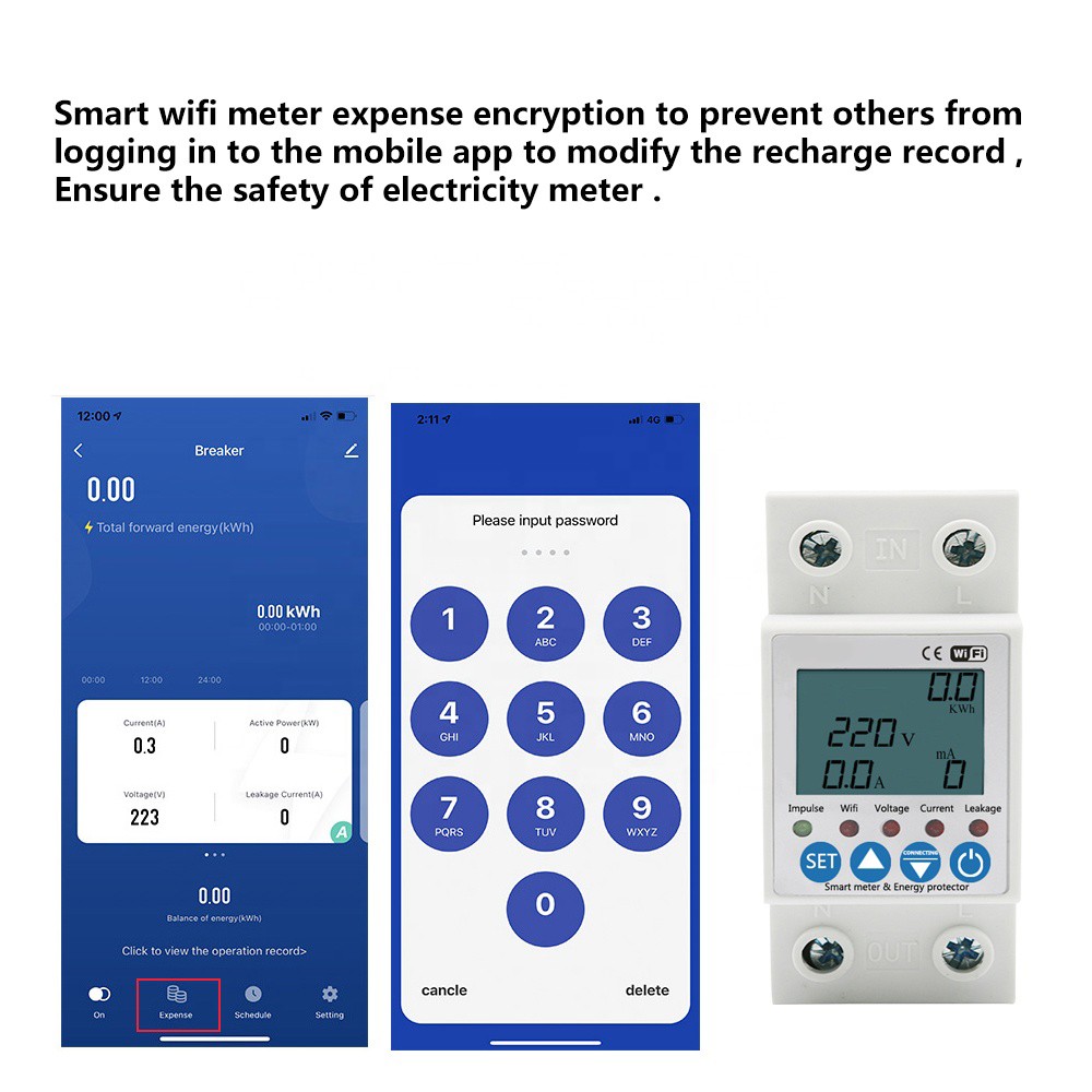 2P 63A Tuya APP WiFi Smart Circuit Earth Leakage Over Under Voltage Protection Device Relay Device Switching Contactor Power KWh Meter