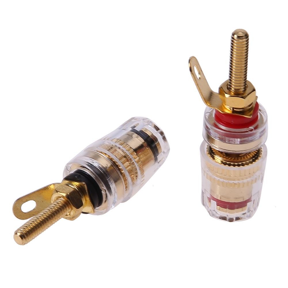 2pcs amplifier gold-plated speaker binding posts oxidation resistance brass terminal with transparent shell for banana plug 4mm