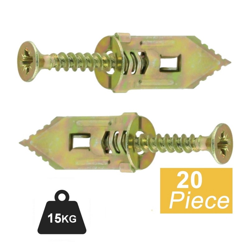 20pcs Self Drilling Screw Drywall Anchors With Expansion Screws Dowels Self Tapping Screw Kits Heavy Duty Metal Wall Anchors 2 Sizes