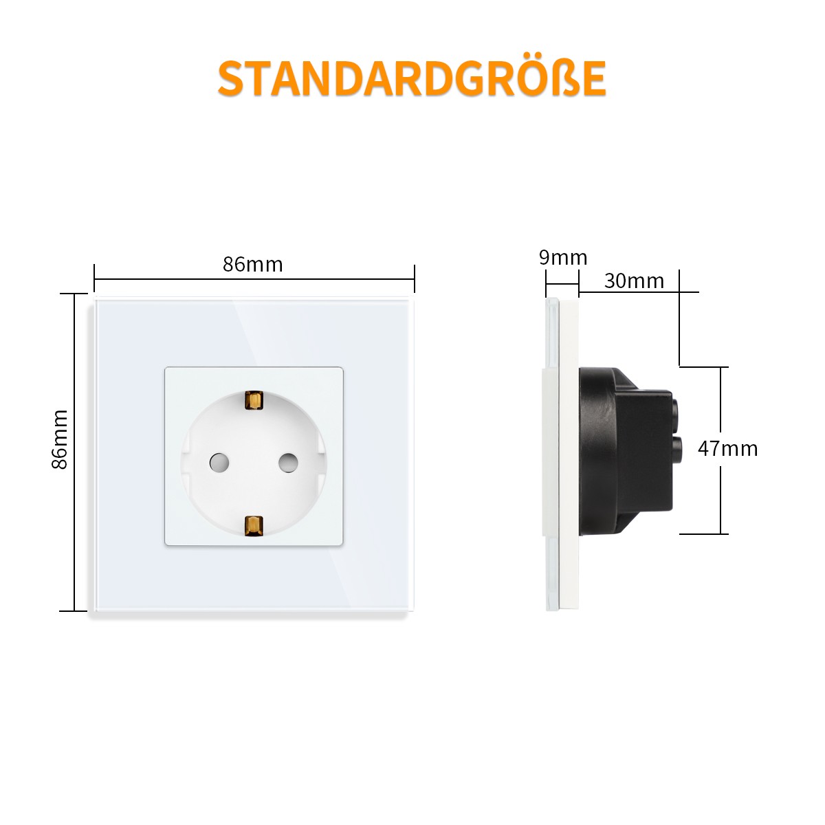 Bingobic Electrical Plugs EU Standard 16A Wall Socket Crystal Glass Panel Plug Electrical Outlet For Home Improvement