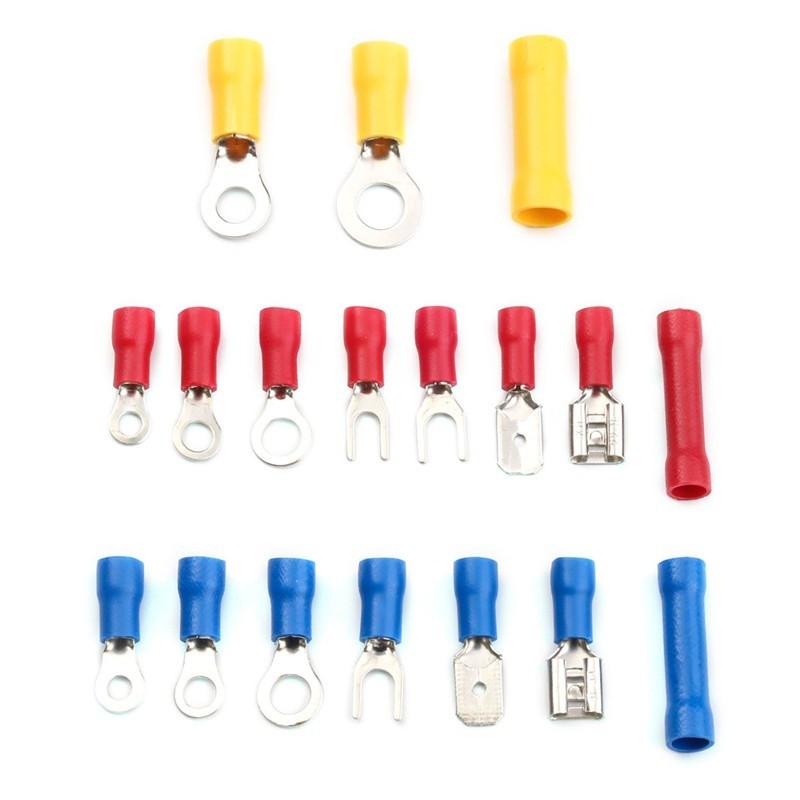 300pcs Insulated Electrical Wire Assorted Cable Connectors Crimp Spade Butt Ring Fork Set Ring Lugs Crimping Terminals Plier