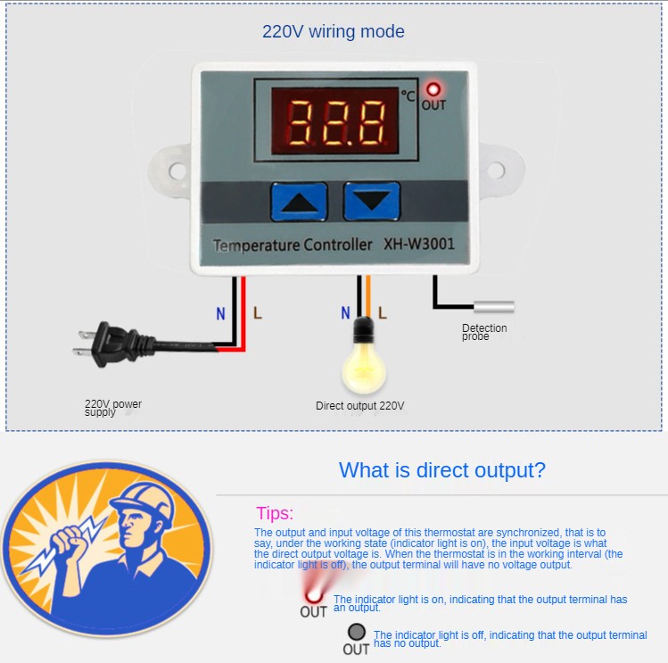 DC12V 24V AC110V-220V LED Digital Thermostat Temperature Controller NTC Sensor Temperature Control Switch Relay