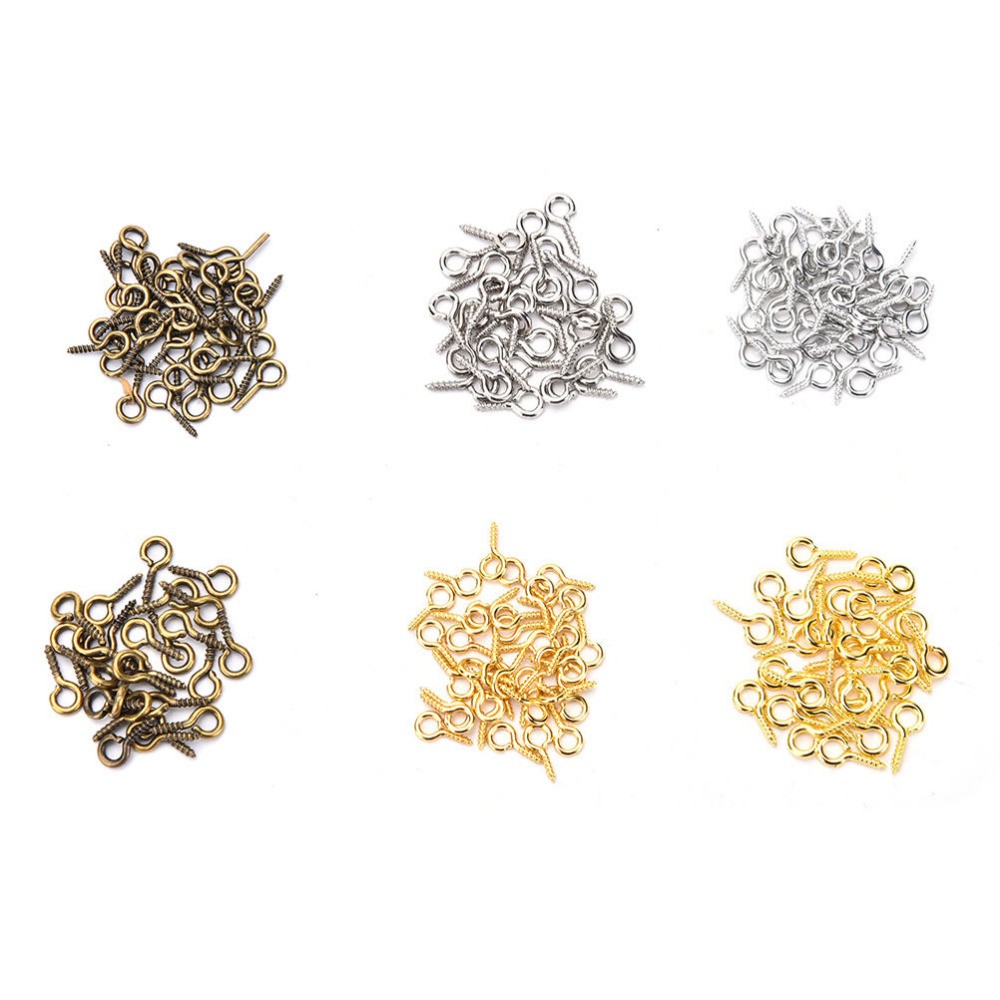 100pcs Gold/Silver Color Small Sheep Eyes Screw for Necklace Jewelry Findings Jewelry Accessories 8mm 10mm