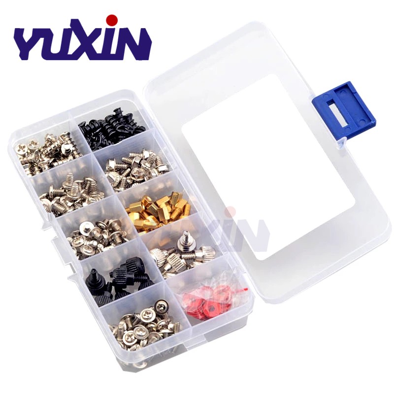 228/360pcs Computer Screws Standoffs Set Accessories Kit DIY Motherboard Mount Screw Computer Case Fan Screws Hard Drive Red Washers