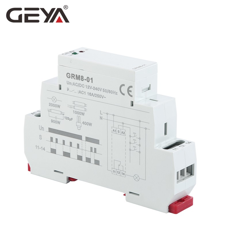 Free Shipping GEYA GRM8 Din Rail Electronic Latching Relay Memory Boost Relay SPDT 16A Step Relay AC230V or AC/DC12-240V