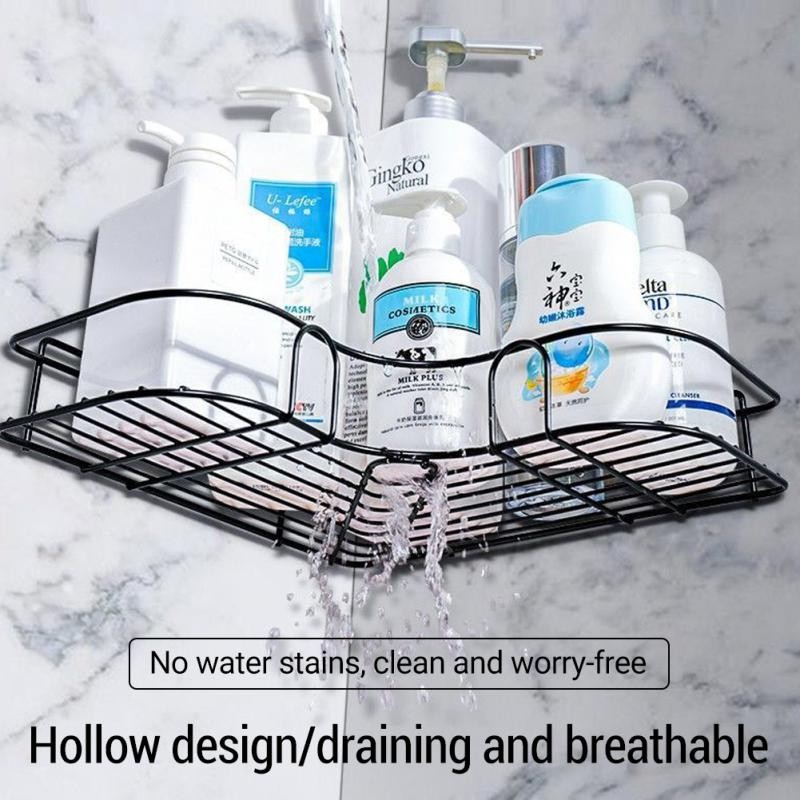 2/1pcs Free Punch Corner Shelf Bathroom Kitchen Storage Rack Holder for Shampoo Toothbrush Towel Spice Jar Bottles Water Cup