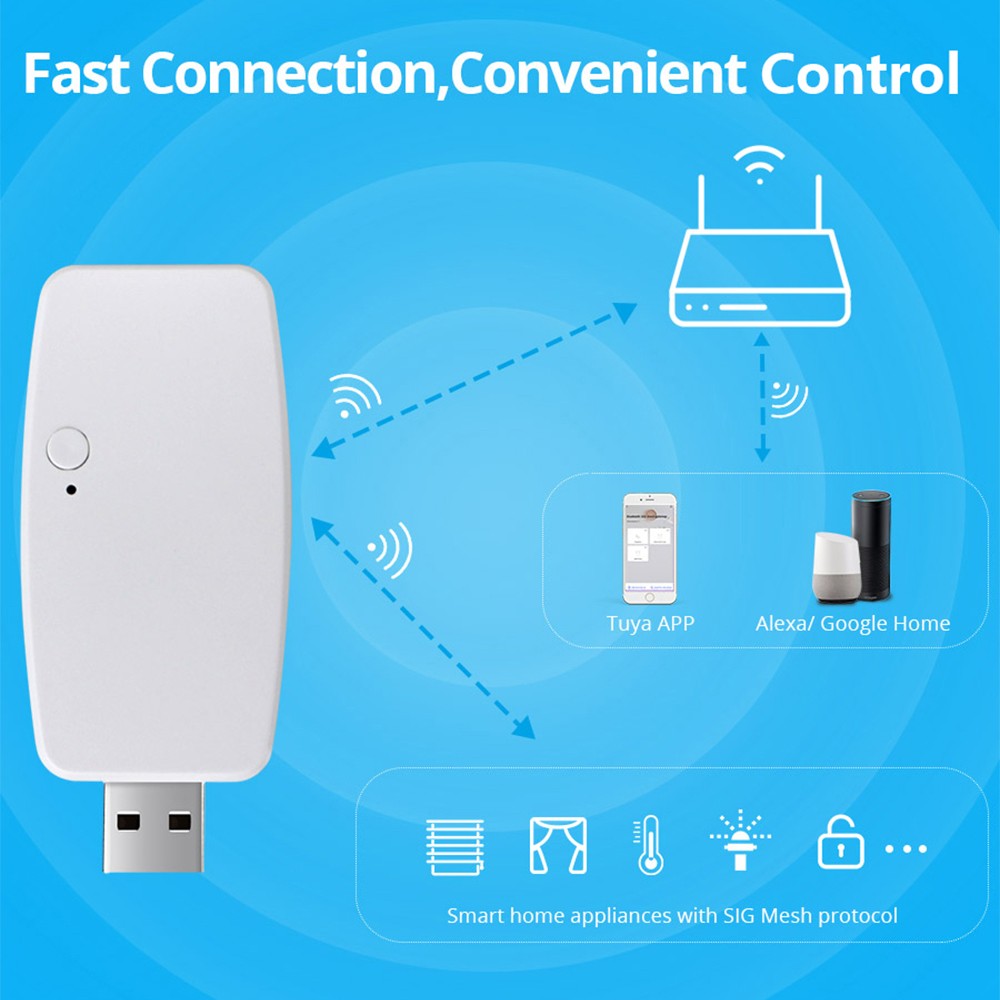 Zemismart Tuya BLE Hub USB Smart Home Bridge Gateway Wireless Hub Work with BLE Light Devices Blub BLE Curtain Motor