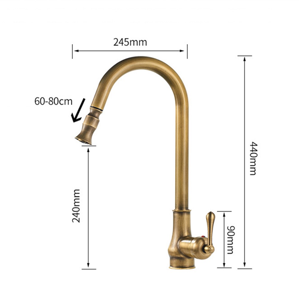 myquilfe antique brass pull down faucet swivel faucet countertop faucet bathroom hot and cold water mixers