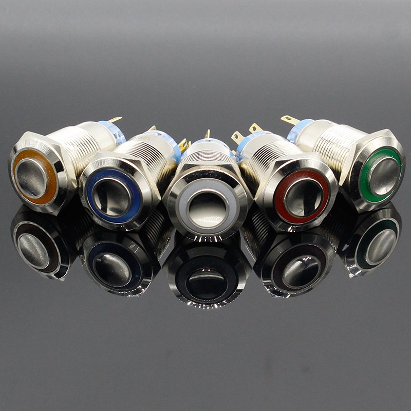 19mm Waterproof Momentary Locking Stainless Steel Metal Door Bell Bell Horn Push Button Switch LED Car Auto Computer Engine